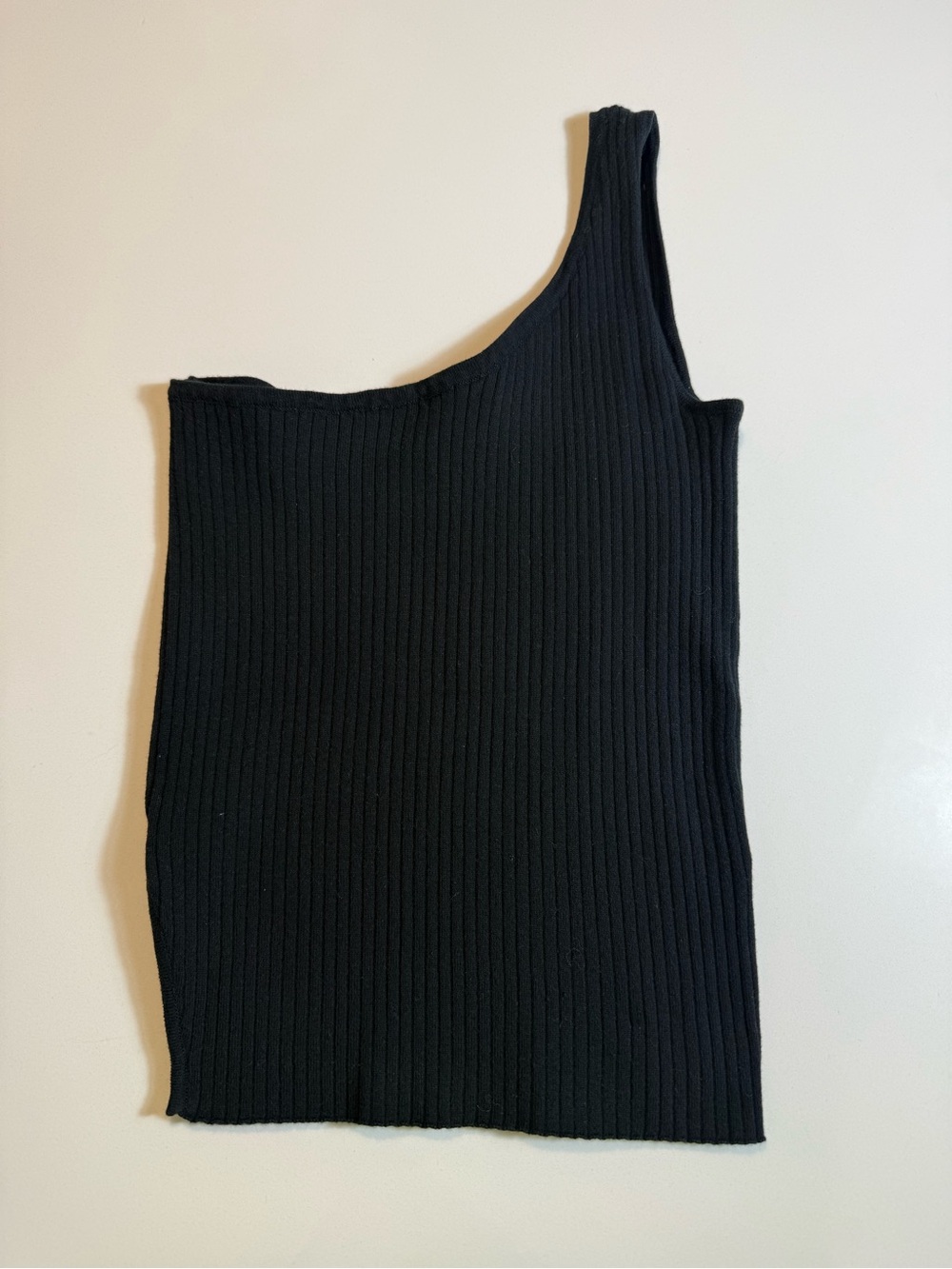 Nikka K Women’s Black Ribbed One Shoulder Asymmetrical Tank Top XS